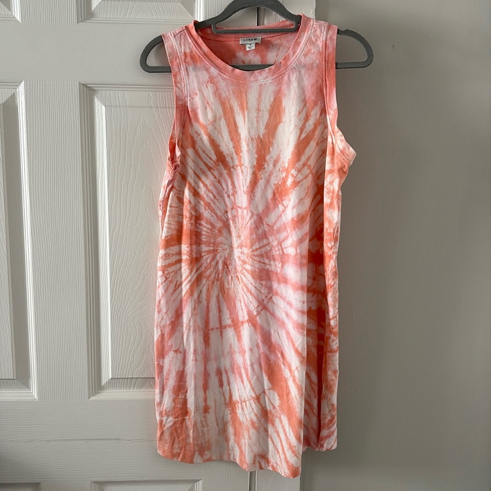 J.Crew Peach and White Tie-Dye Dress